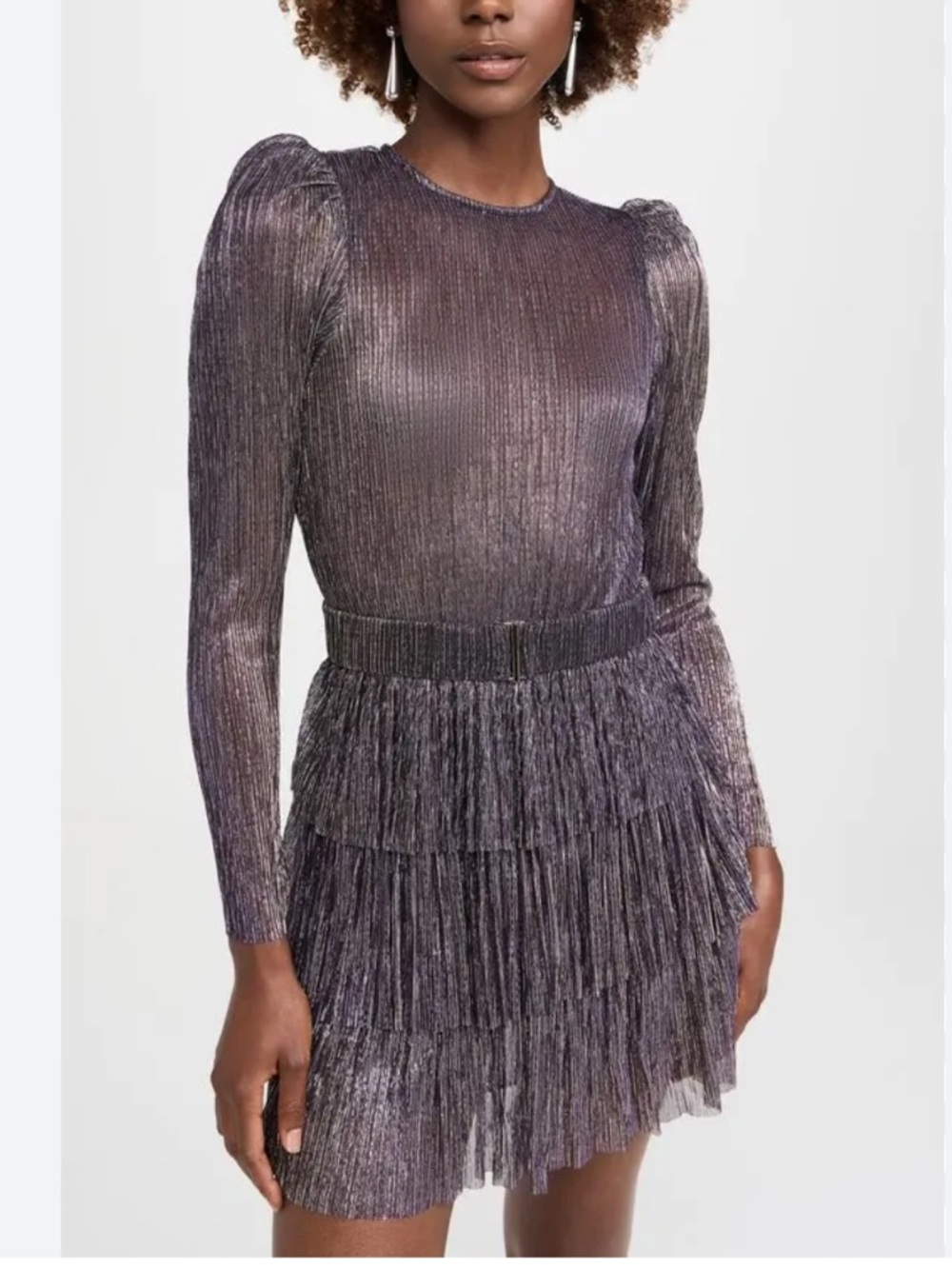 Sabina Musáyev Monique Metallic Knit Minidress, Size small